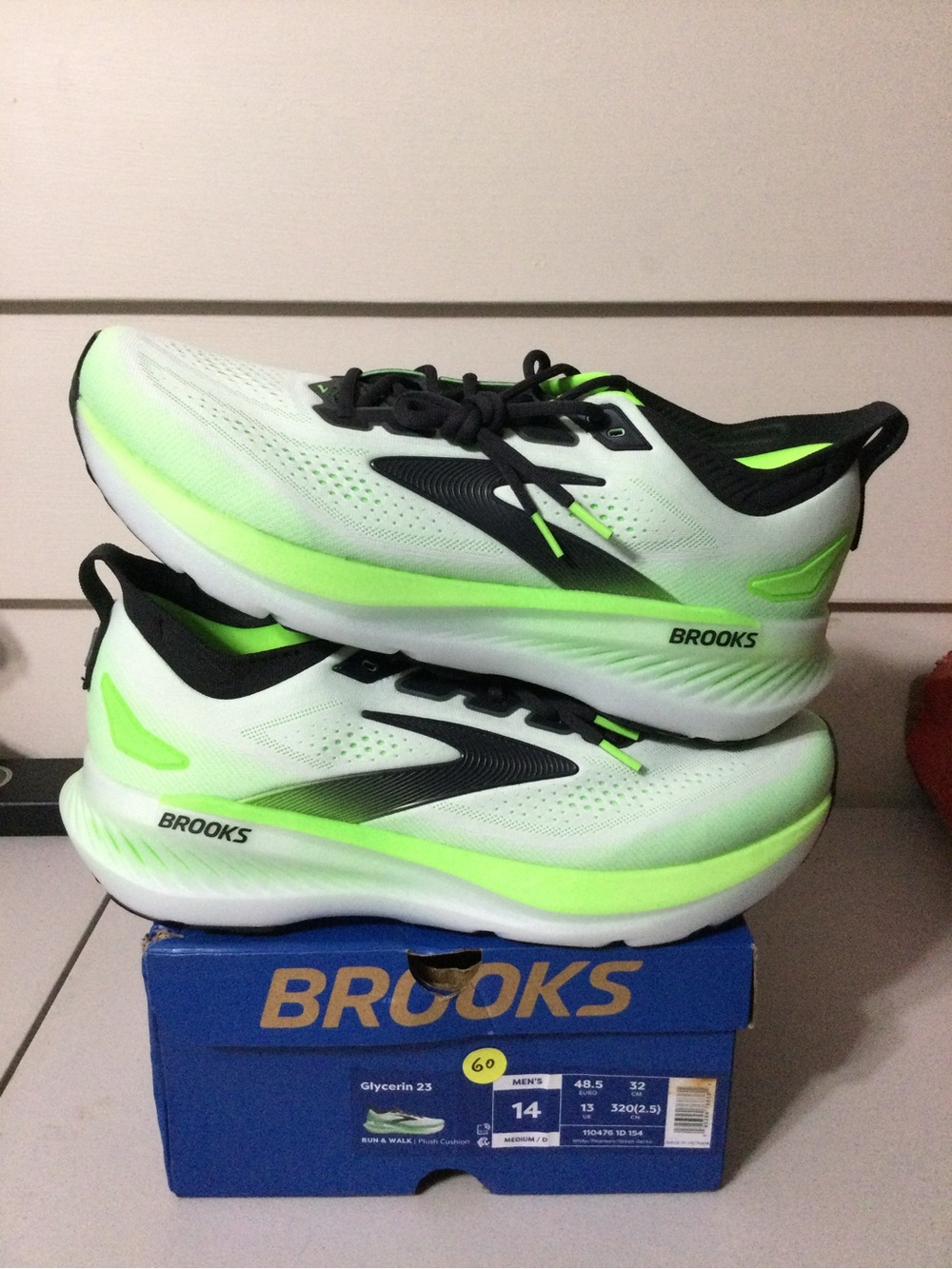 Brooks White & Neon Green Athletic Running Shoes
